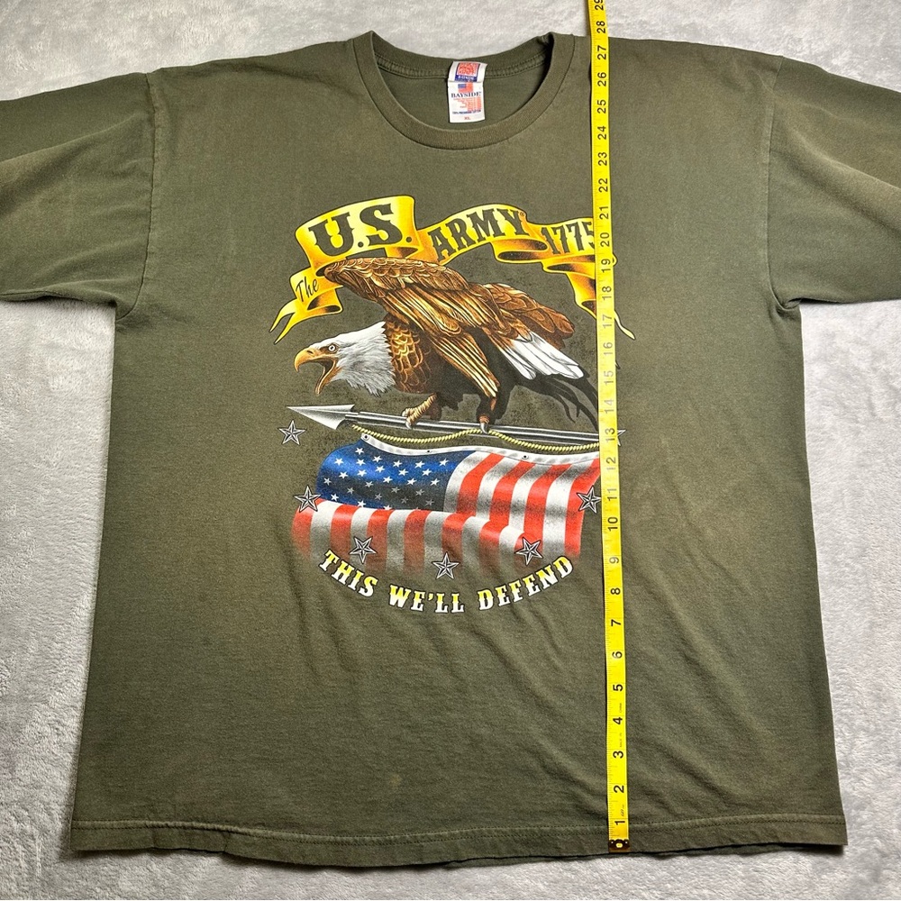 U.S. Army “This We’ll Defend” XL Green Military Tee Made in USA - Picture 4 of 13